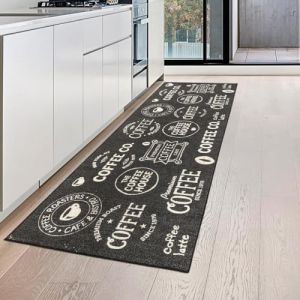 Tapis de cuisine - TEPPICH-TRAUM - Café noir - 67x180 cm - Antidérapant - Résistant à l'usure