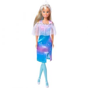Steffi Love Fantasy Princess, 4 Assortis, Un Seul Article, poupée de Princesse avec Cape à Paillettes et mèches de Paillettes, 29 cm, à partir de 3 Ans
