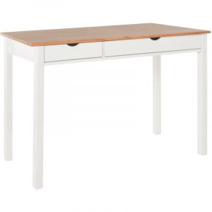 Gava Bureau avec 2 tiroirs en pin blanc et nature