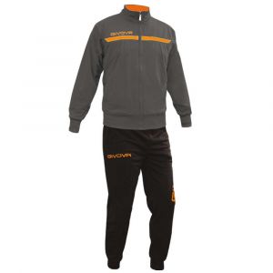 GIVOVA Mixte Survêtement Givova un Combinaison One Full Zip, gris fonce'/orange fluo, L EU