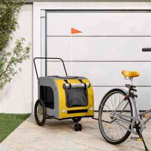VidaXL Remorque de vélo pour animaux de compagnie jaune et gris