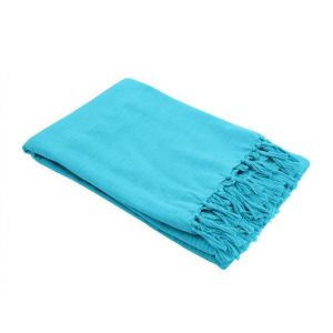 Image de Jet&eacute; de Canap&eacute; &agrave; Franges "Lana" 180x220cm Turquoise Prix