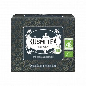 Kusmi tea Earl Grey Bio - Th&eacute; noir &agrave; la bergamote - Etui 20 sachets mousseline - 40 g