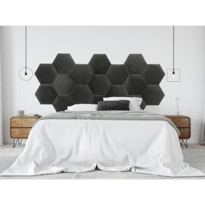Kauf unique Panneaux muraux tête de lit HOPE 220 cm Velours Gris Gris anthracite