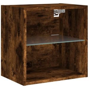 VidaXL Table de chevet murale avec lumières LED chêne fumé 837072
