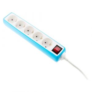 Zenitech Multiprise 5 Prises Schuko 16A + Interrupteur - Bleu