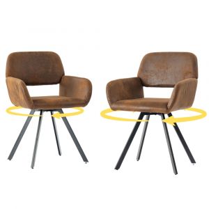 URBAN MEUBLE Lot de 4 chaises de salle à manger PU beige dossier en rotin tressé