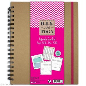 Toga D.I.Y with Agenda Familial 2018 2019, Autre, Multicolore, 21 x 24.5 x 2 cm SU114