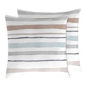 Image de Naf Naf Taie d'oreiller ETHAN (2) gris/bleu/marron 65x65(2) Cm - gris/bleu/marron