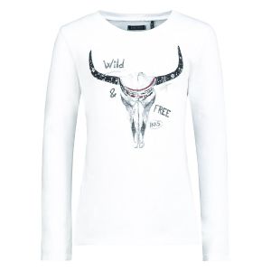 IKKS Junior Tee-Shirt Manches Longues tête de Taureau, Blanc Cassé, 12 Ans Fille