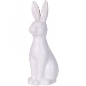 Beliani Figurine décorative lapin en céramique blanc 39 cm PAIMPOL