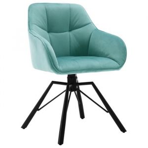 Chaise Pivotante à 360°.Chaise Salle à Manger en Velours.Fauteuil Scandinave.Pieds en Métal.Vert Turc - Vert Turc - Woltu