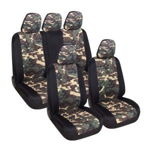 Rebeca Shop - Housses de siège de voiture universelles avant et arrière en polyester mod. A23 Camouflage Vert/Noir