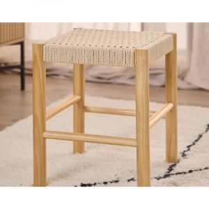 Lisa Design - Liora - tabouret en bois de pin et corde tressée – h 45cm
