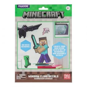 Paladone Minecraft Décalcomanies de fenêtre sous licence officielle, décoration de joueur et cadeaux pour garçons et filles, accessoire de jeu Overworld, accessoires de salle de classe ou de chambre à coucher