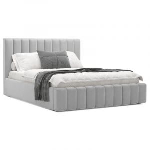 MEUBLER DESIGN Lit Coffre En Tissu Velours Soba - Velours Gris - 140x190, Style, x x cm