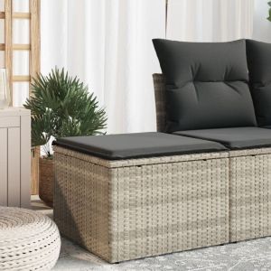 VidaXL Tabouret de jardin coussin gris clair 55x55x37cm résine tressée