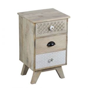 Chevet 3 Tiroirs en Manguier Massif Clair - TROMSO - ALTOBUY