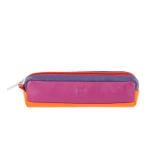 Dudu Trousse Porte-stylos en Cuir multicolore Porte-crayons avec fermeture éclair pour le Bureau et l'Ecole Fuchsia