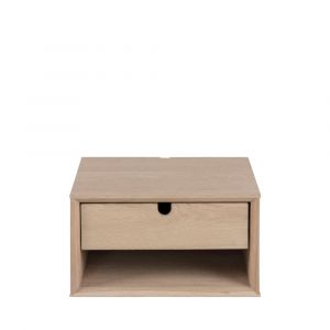 DRAWER Table de chevet murale 1 tiroir, 1 niche en bois blanchi