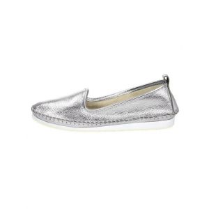Andrea Conti Mocassins femme colorés en cuir à surpiqures - Coloris Argent