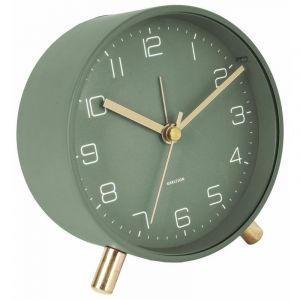 Present time Horloge réveil en métal Lofty - Diam. 11 cm - Vert
