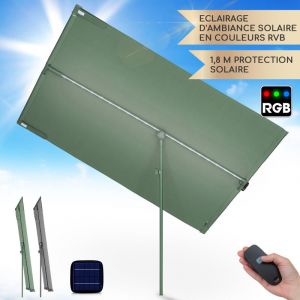 Image de Blumfeldt Parasol Flex Garden, 180x130 cm Parasol de Jardin Exterieur et Balcon, Panneaux Solaires, Lumières LED Contrôle WiFi, Protection UV, Etanche, Parasol Deporte, Angle-Base - Mousse