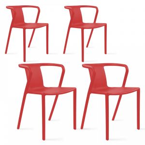 Oviala Ensemble de 4 fauteuils design empilables Berlin - Rouge