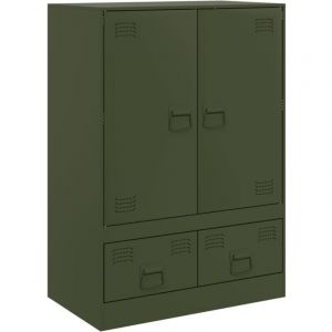 VidaXL Buffet vert olive 67x39x95 cm acier, armoire, armoire de rangement, buffet haut, armoire latérale, armoire haute, armoire console