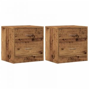 VidaXL Tables de chevet 2 pcs vieux bois 40x30x40 cm bois d'ingénierie, armoire, meubles de chambre à coucher, support de téléphone, armoire d'appoint
