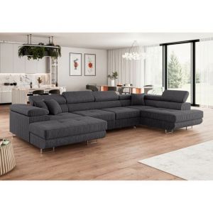 Meublesline Canapé d'angle convertible annio u Gris foncé