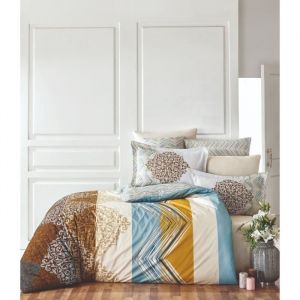 Parure de lit - 1 housse de couette 220 x 240 cm + 2 taies doreiller 60 x 60 cm - 100% coton renforcé - Blanc
