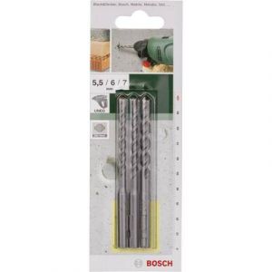 Image de Bosch Set de forets spiralés pour béton 2609256909 carbure de tungstène 5.5 mm 6 mm 7 mm Longueur 100 mm 1 set