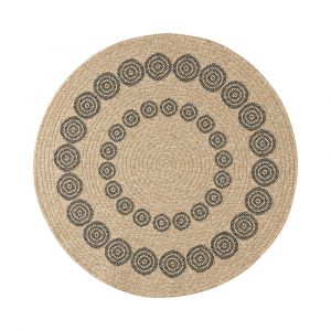 Tapis extérieur rond - 120cm - naturel - 100% polypropylène résistant aux UV - 1400 gr/m2 - HOYA