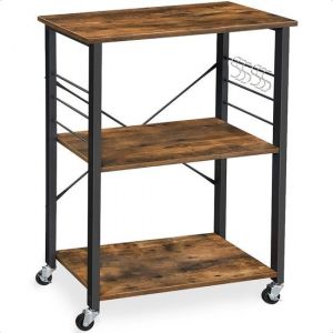 Goliving Chariot de cuisine - Armoire de cuisine - Étagère de cuisine - Chariot de service - Organisateur de cuisine - Moderne - 60 x 40 x 89 cm - Brun