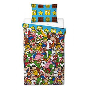 Super Mario Housse de Couette, Multicolore, 200 x 130 cm