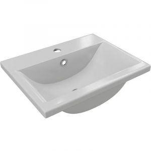 Vasque de salle de bain semi-encastrée rectangle en céramique - L51,5 cm - Blanc - YASMAC II
