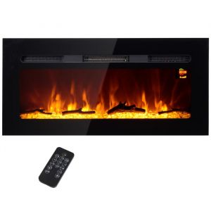 Homcom Cheminée électrique - 1800 W - avec effet flamme en LED - 3 couleurs et 5 luminosités - 127 cm - montage mural/encastrable