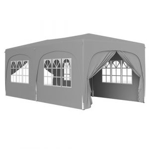 Outsunny Tonnelle pliante 3 x 6m Pop Up - Hauteur ajustable - sac de transport et sacs de sable - Gris clair