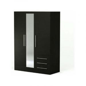 Armoire 3 portes battantes avec miroir 3 tiroirs Bois aggloméré L 144 6 P 60 H