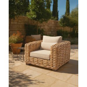 Uniqka - Weaverly - Fauteuil de jardin en rotin tressé