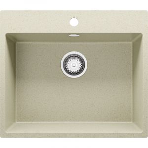 Vier Cusine en Granit 58x50 cm Lavabo Cuisine 1 Bac + Kit de Vidage, Évier au meuble 60cm Évier à Encastrer de Primagran Beige - beige