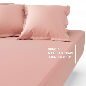 Drap-housse grand bonnet XL Coton Tertio - Rose Blush