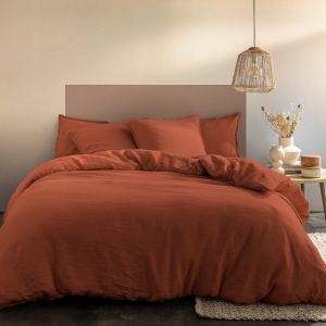 Matt & Rose Parure de lit unie en lin lavé Sienne 240x220+2x65x65cm