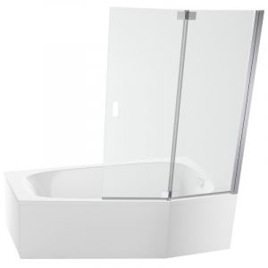Jacob Delafon Pack baignoire bain douche 170 x 90 Bastille vidage à droite blanc mat + tablier en angle + pare-bain chromé