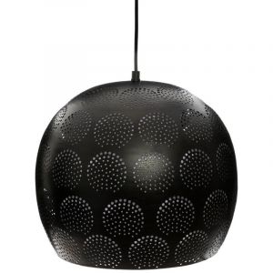 Pegane Suspension boule ajour&eacute;e noire - D.30 x H.26 cm -