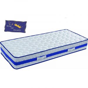 Matelas 140X200 Mousse Poli Lattex Indéformable Face Hiver avec Laine Merinos Face été avec Lin Hauteur 29 cm Soutien Très Ferme + Protège Matelas OFFERT Blue 140 200 King of Dreams