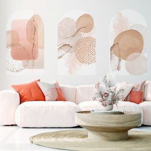 Ambiance Sticker Papier peint intissé pré-encollé fresques géants - ARCHES ABSTRAITS AQUARELLES BEIGES - adhésif décorative - 200x120cm