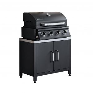 Barbecue à gaz avec 4 brûleurs à poser avec récupérateur de graisse + Meuble de cuisine extérieure en acier L80cm