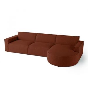 Spiaggia - canapé d'angle droit - 5 places - en velours côtelé - Terracotta